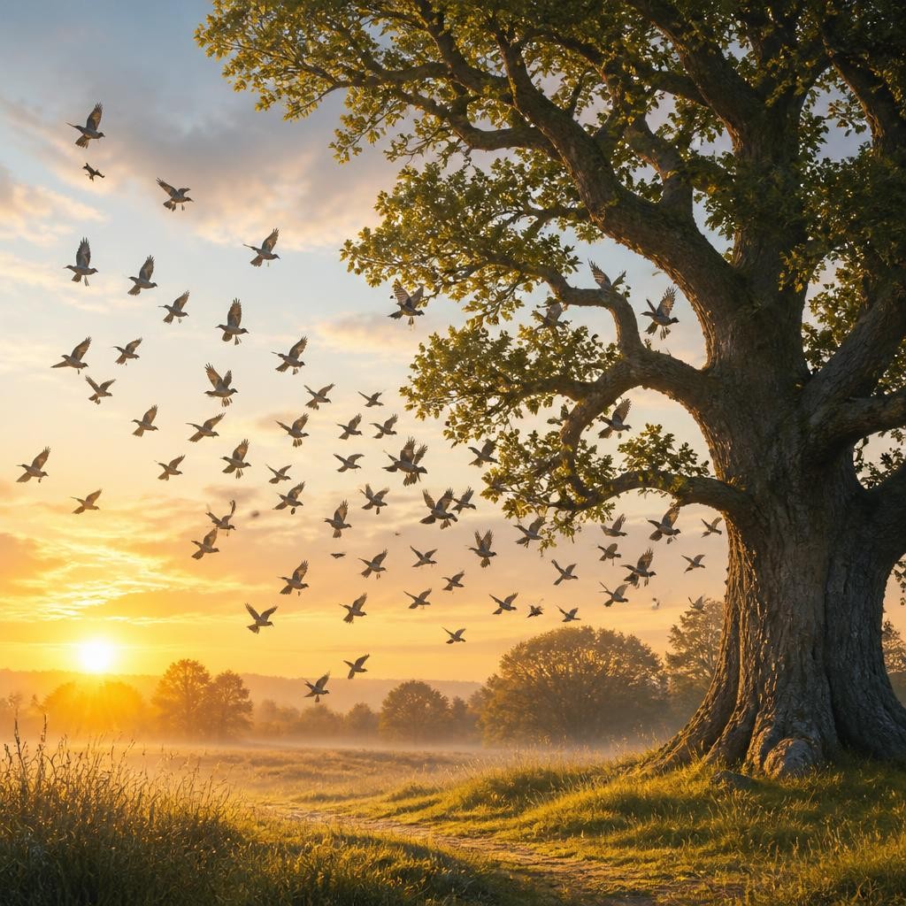 Illustration for the English word “flock”