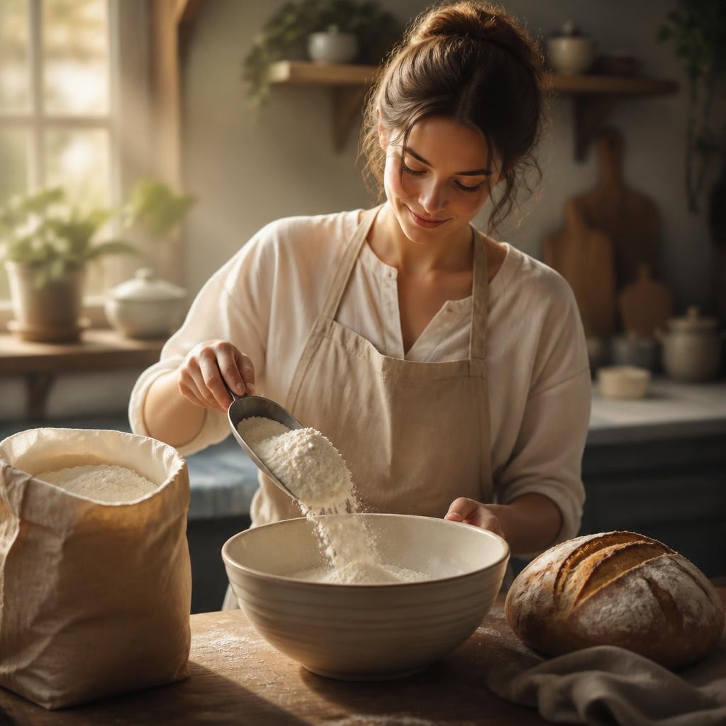 Illustration for the English word “flour”