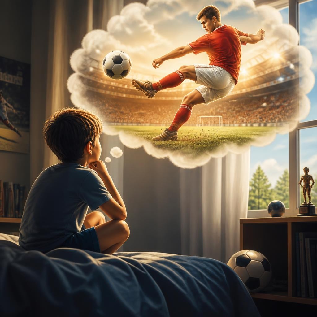 Illustration for the English word “footballer”