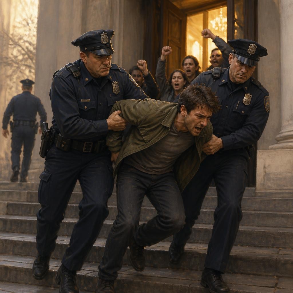 Illustration for the English word “forcibly”