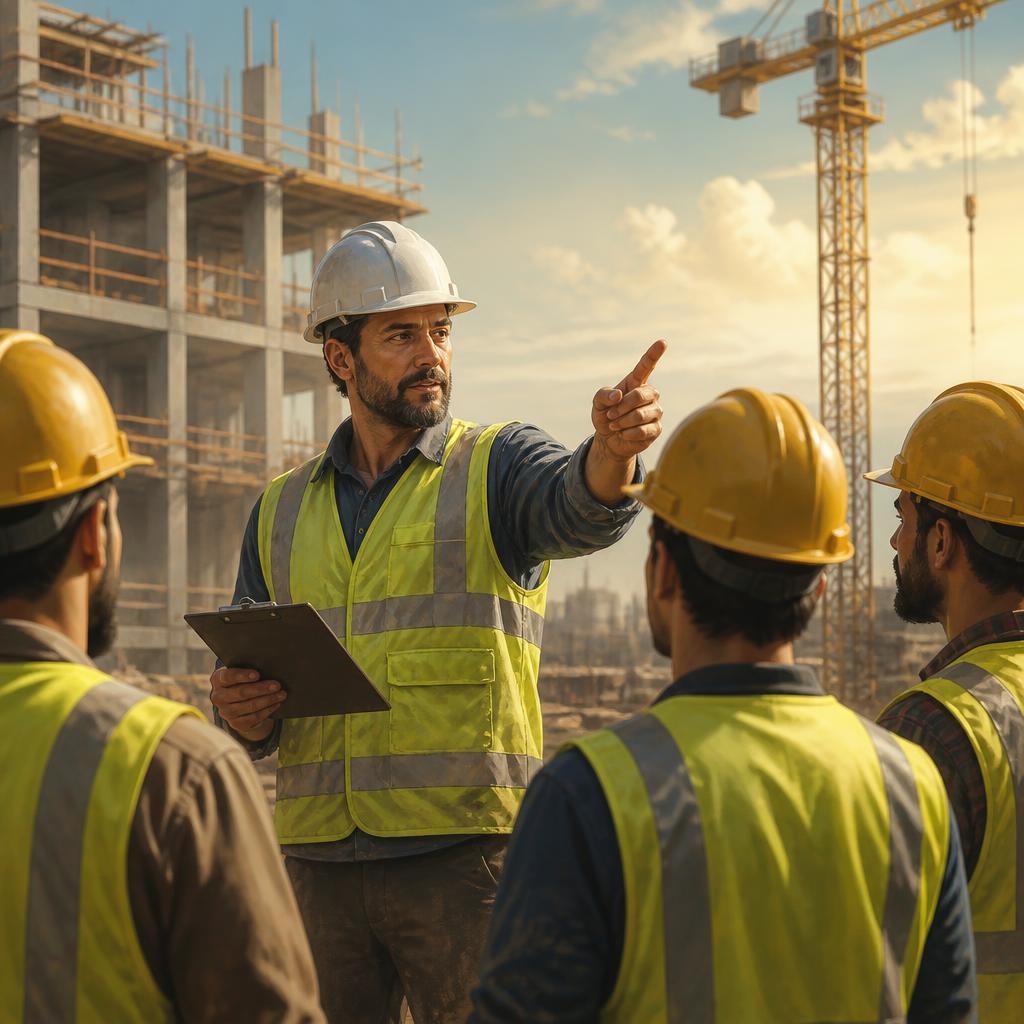 Illustration for the English word “foreman”