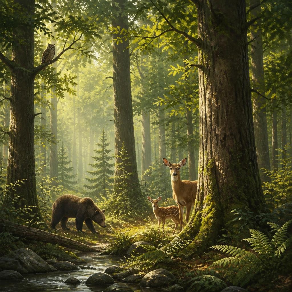 Illustration for the English word “forest”
