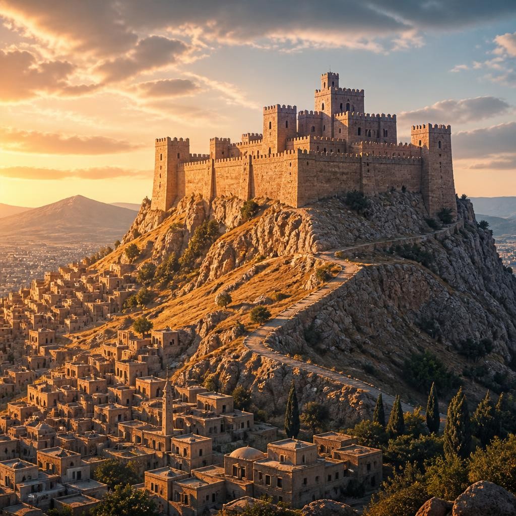 Illustration for the English word “fortress”