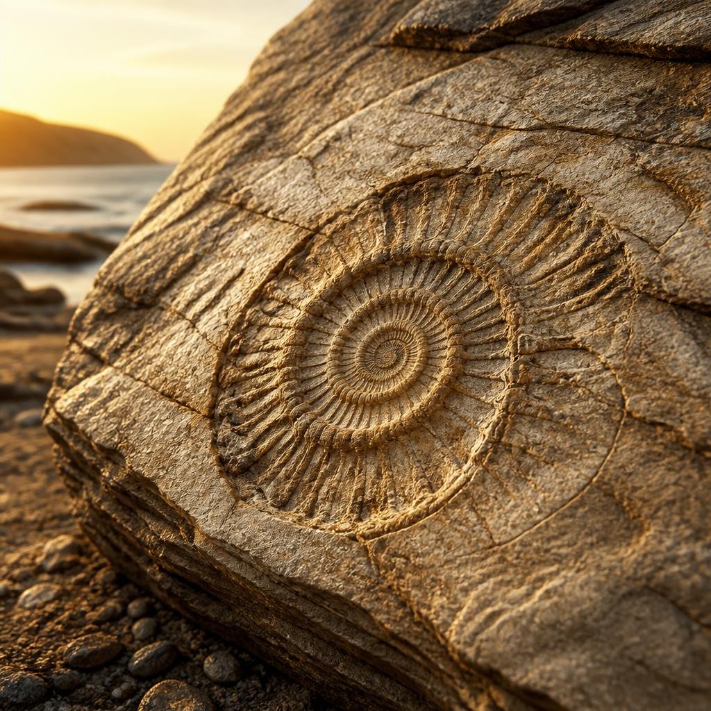 Illustration for the English word “fossil”