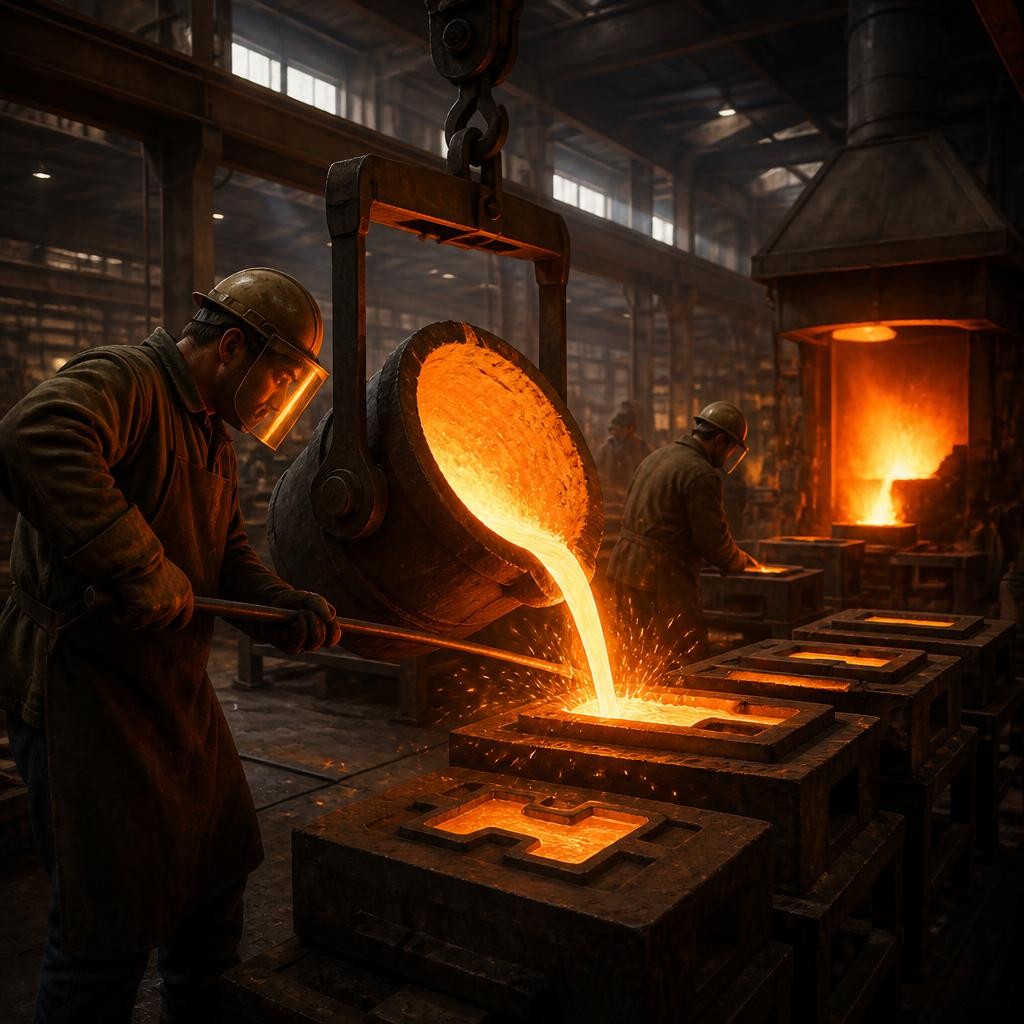 Illustration for the English word “foundry”