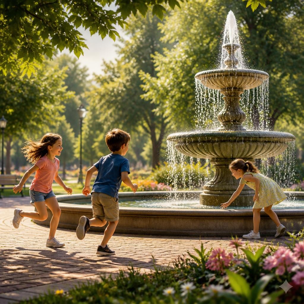 Illustration for the English word “fountain”
