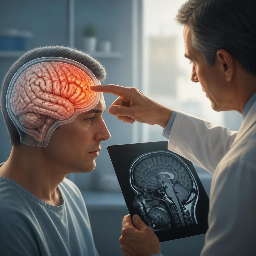 Illustration for the English word “frontal”