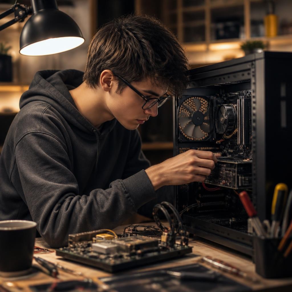 Illustration for the English word “geek”