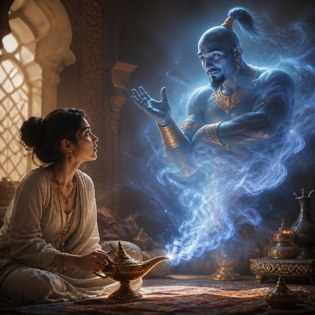 Illustration for the English word “genie”