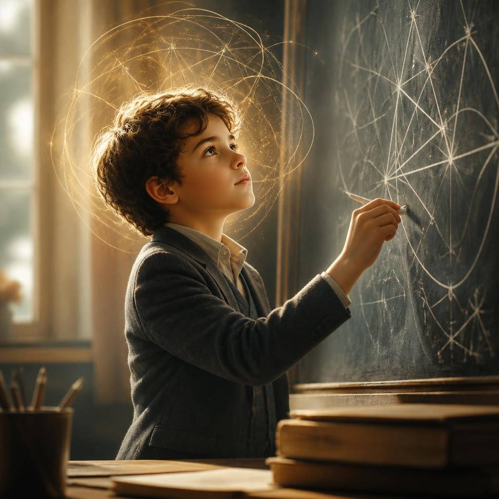 Illustration for the English word “genius”