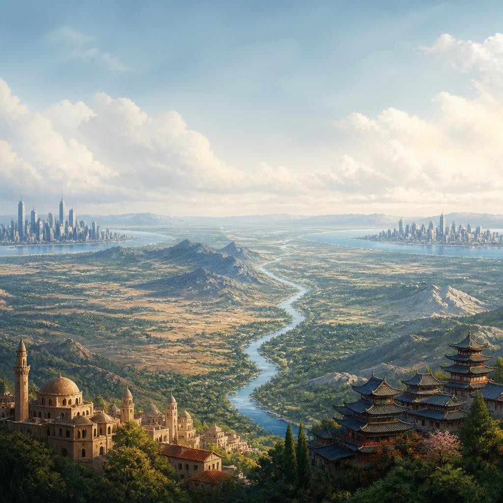Illustration for the English word “geographically”