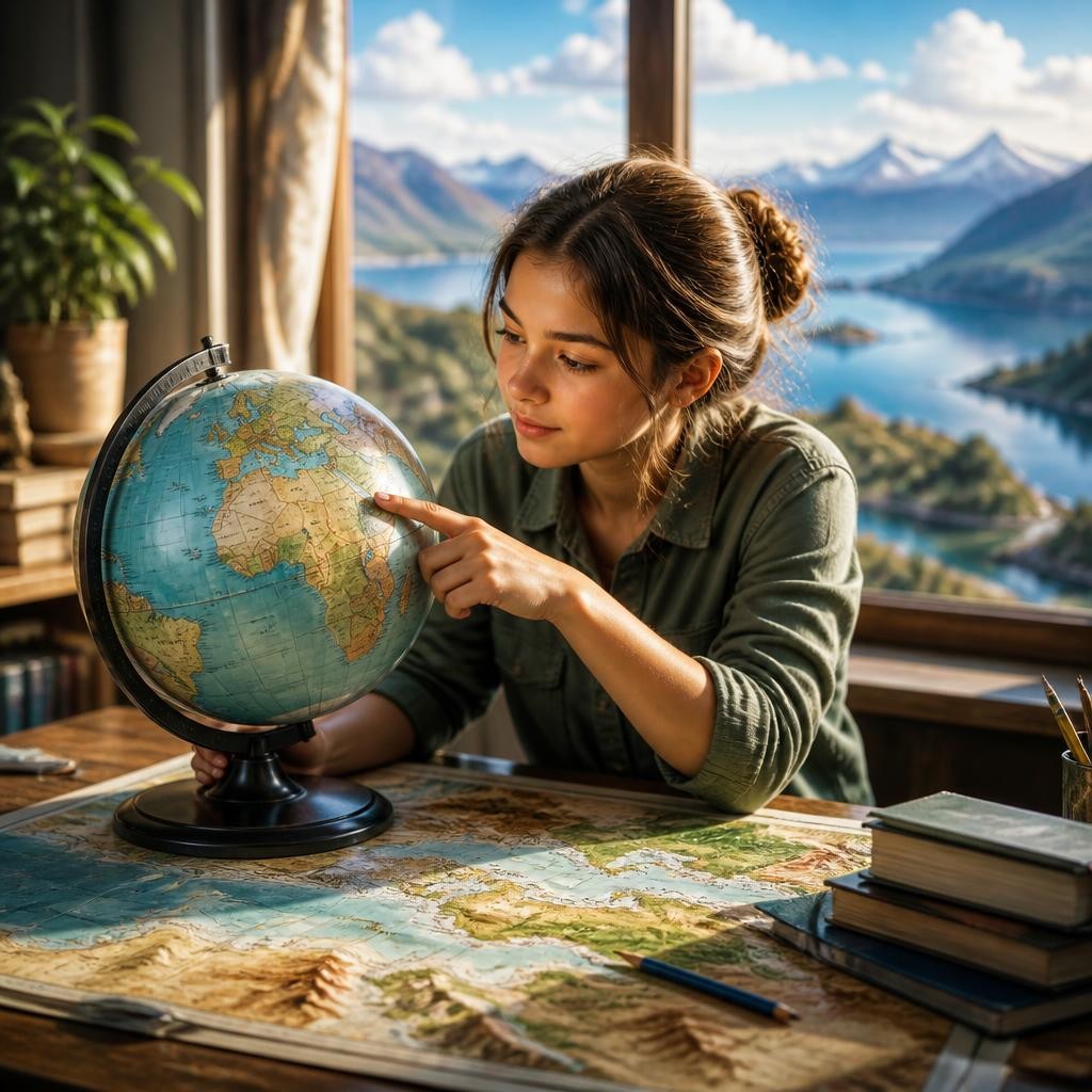Illustration for the English word “geography”