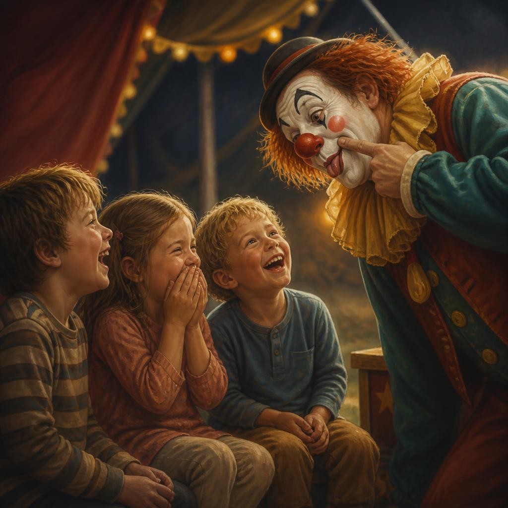 Illustration for the English word “giggle”