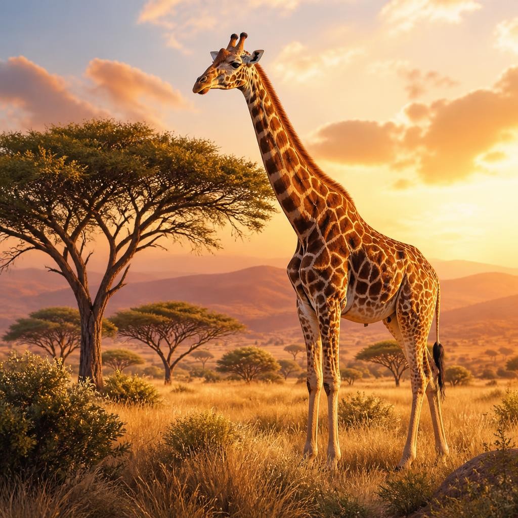 Illustration for the English word “giraffe”
