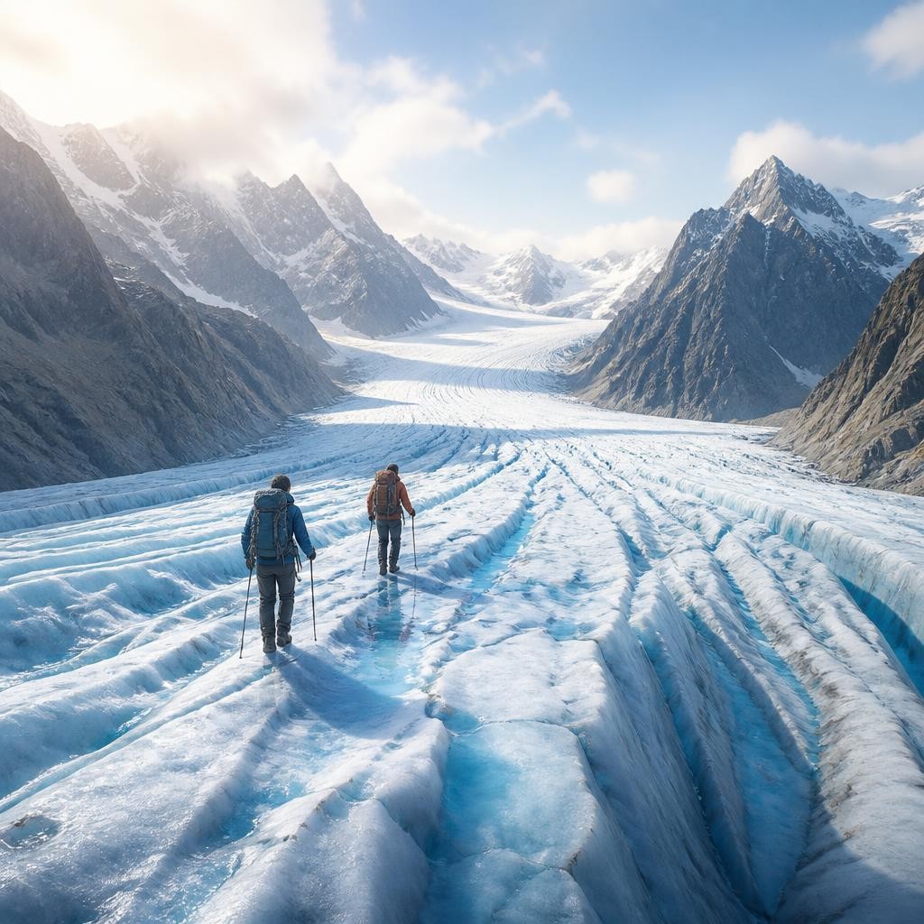 Illustration for the English word “glacier”