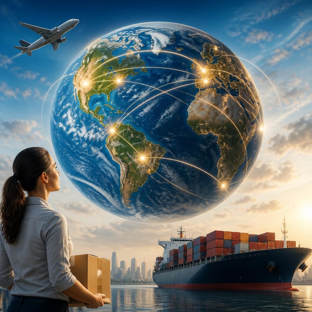 Illustration for the English word “globally”