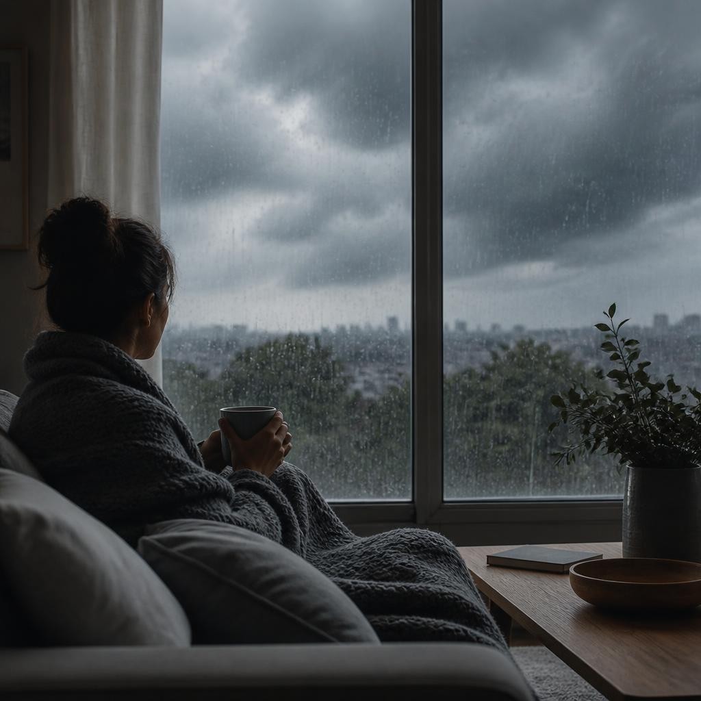 Illustration for the English word “gloomy”