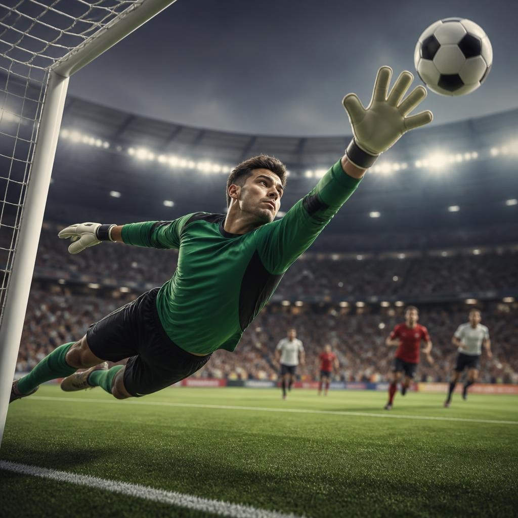 Illustration for the English word “goalkeeper”
