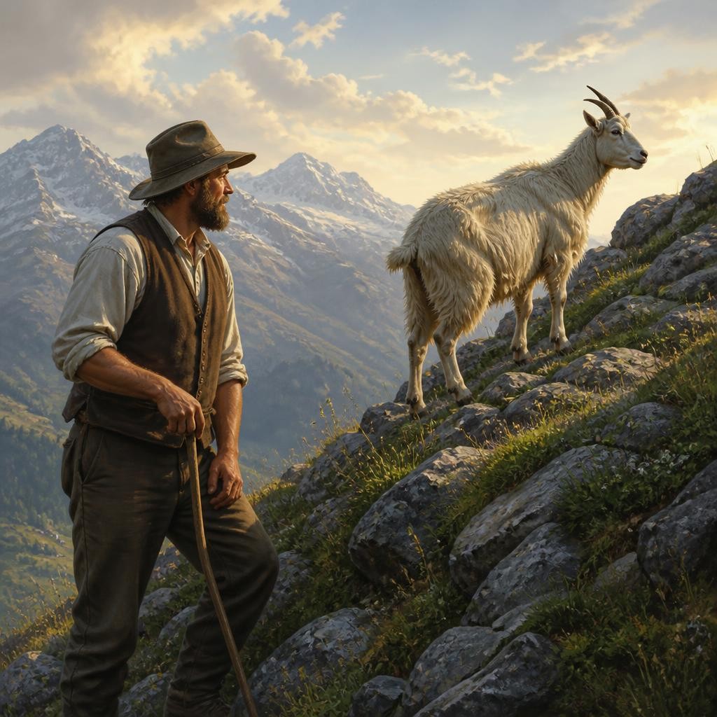 Illustration for the English word “goat”