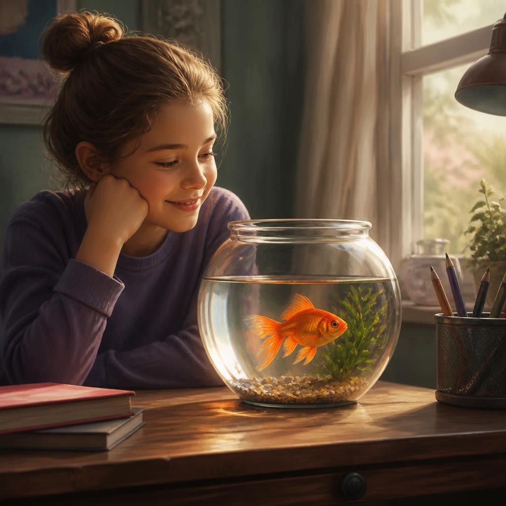 Illustration for the English word “goldfish”