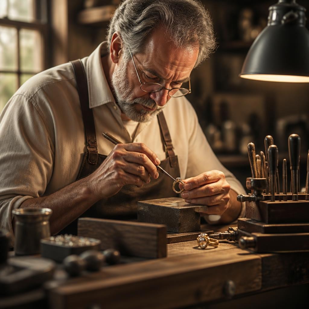 Illustration for the English word “goldsmith”