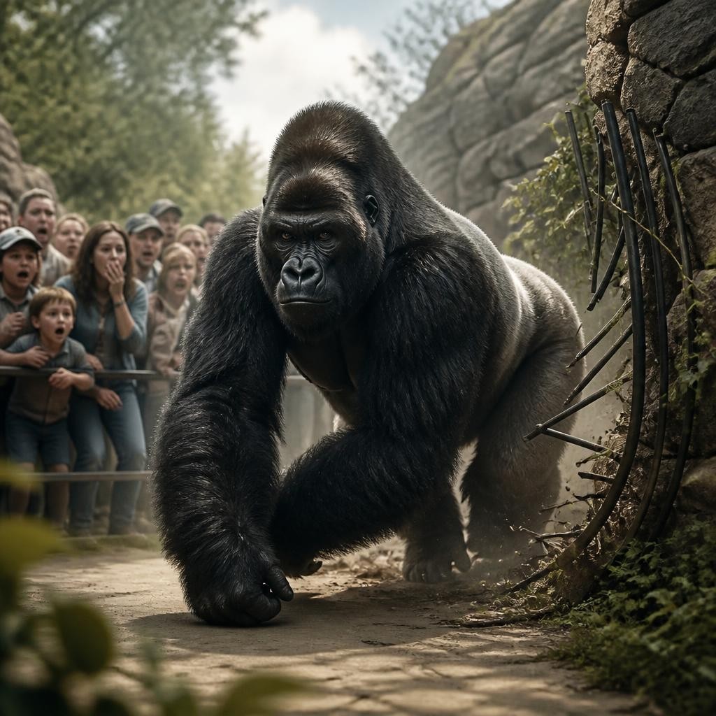 Illustration for the English word “gorilla”