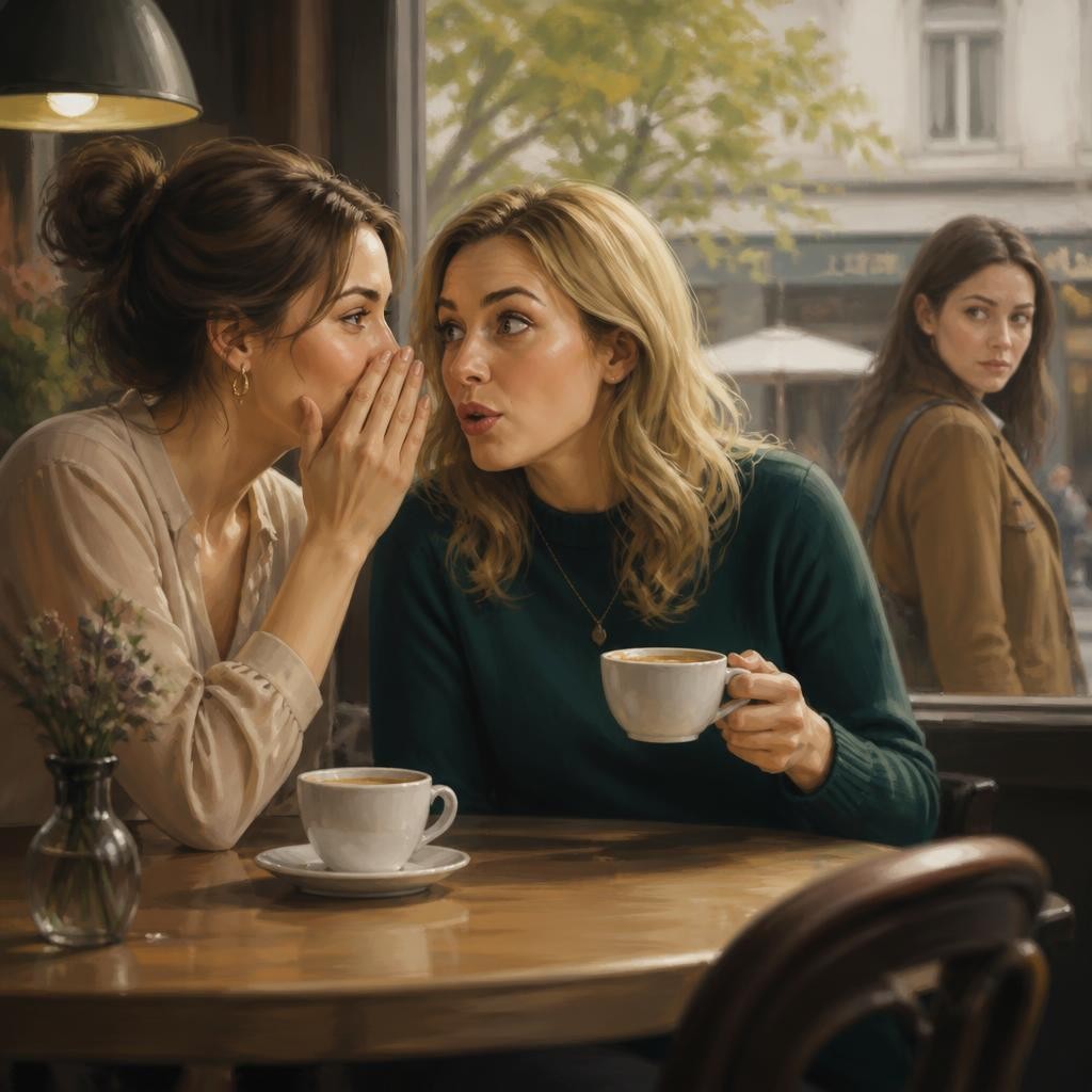 Illustration for the English word “gossip”