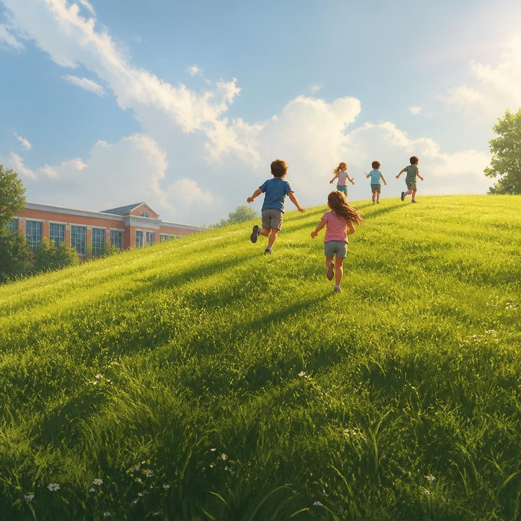 Illustration for the English word “grassy”