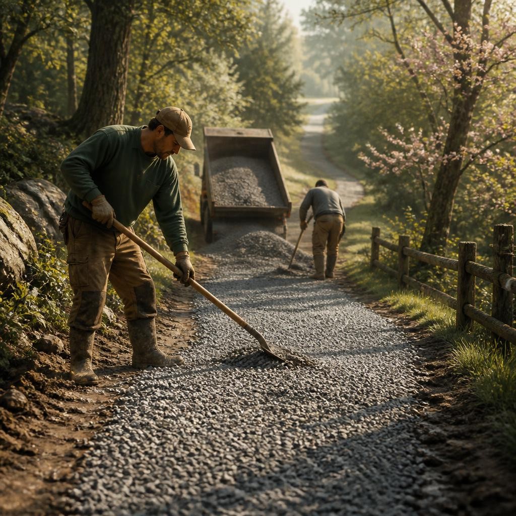 Illustration for the English word “gravel”