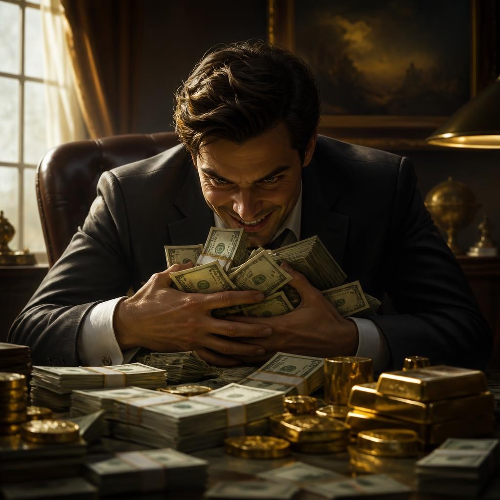 Illustration for the English word “greed”