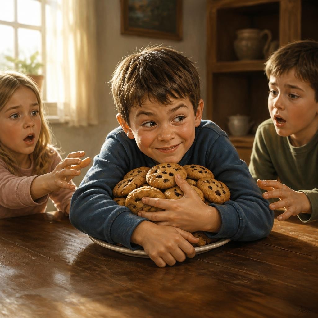 Illustration for the English word “greedy”