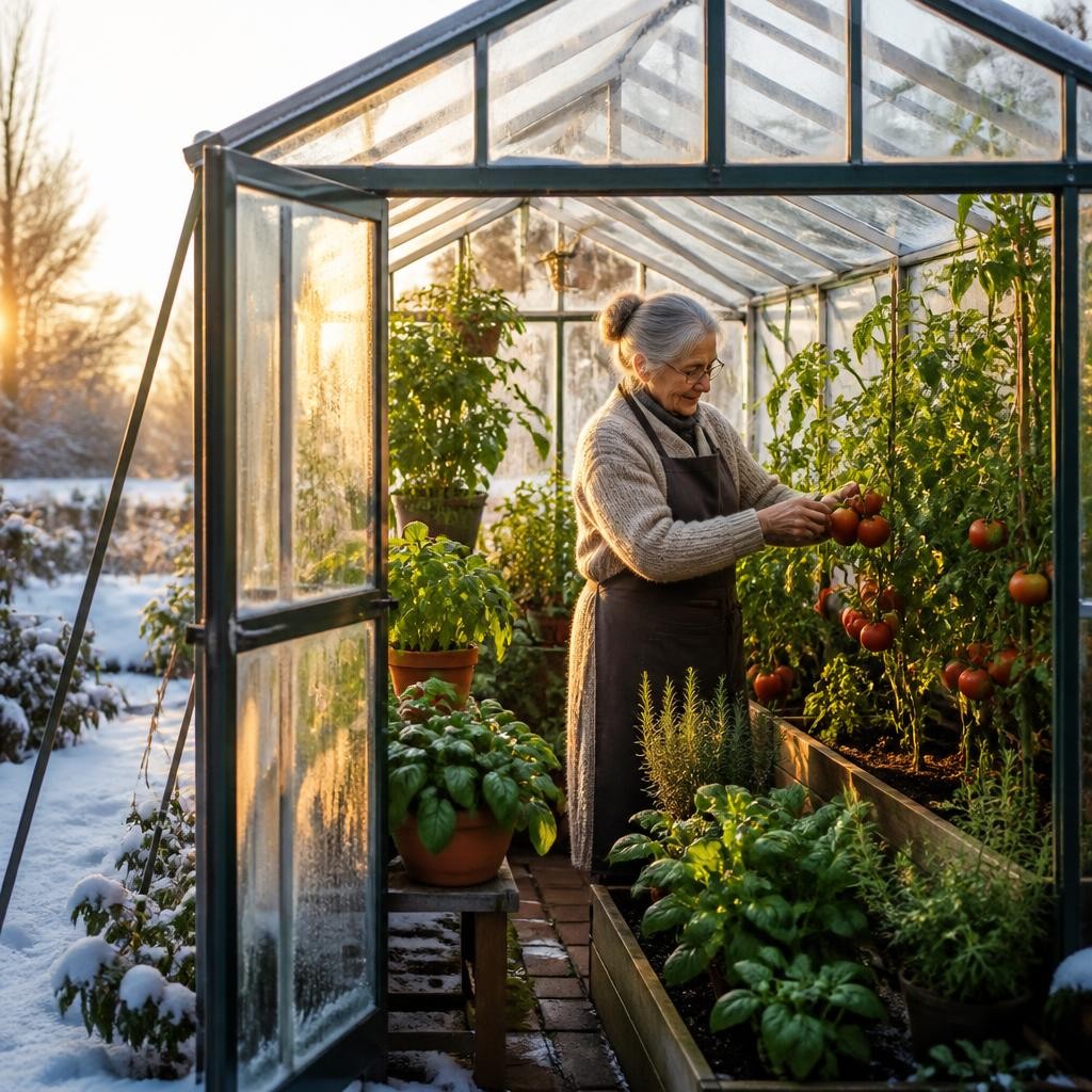 Illustration for the English word “greenhouse”