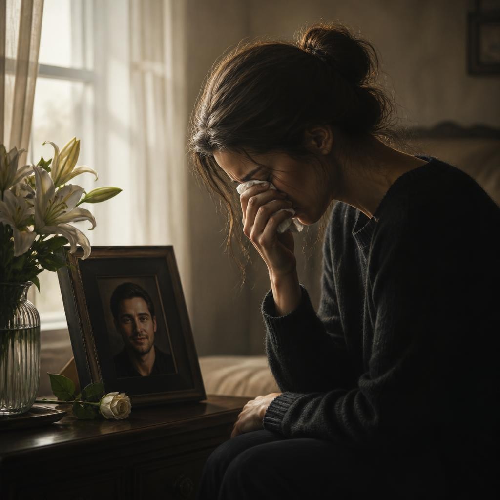 Illustration for the English word “grieve”
