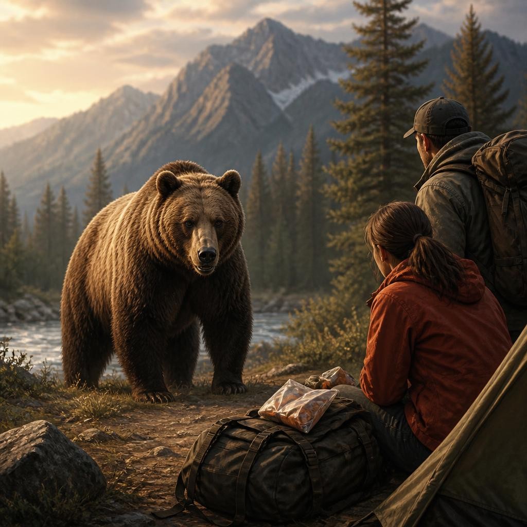Illustration for the English word “grizzly”