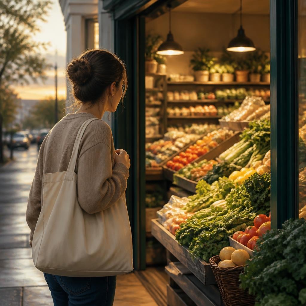 Illustration for the English word “grocery”