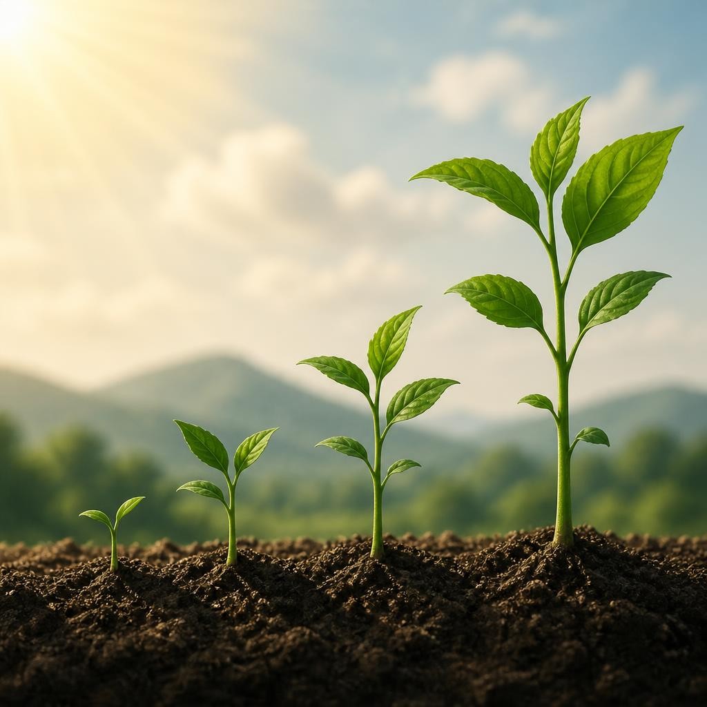 Illustration for the English word “growing”