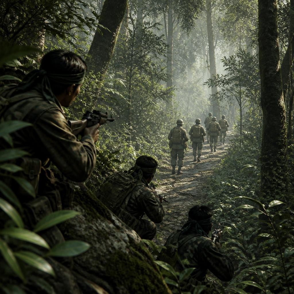 Illustration for the English word “guerrilla”