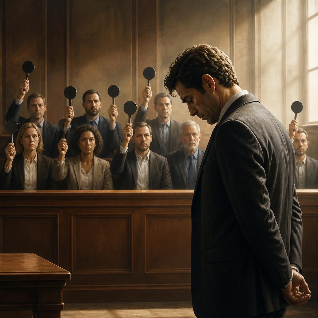 Illustration for the English word “guilty”