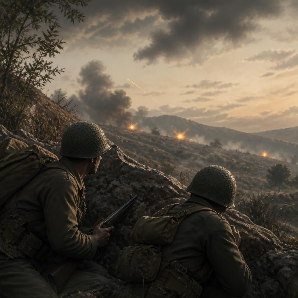 Illustration for the English word “gunfire”