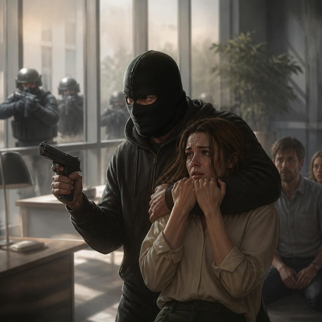 Illustration for the English word “gunman”