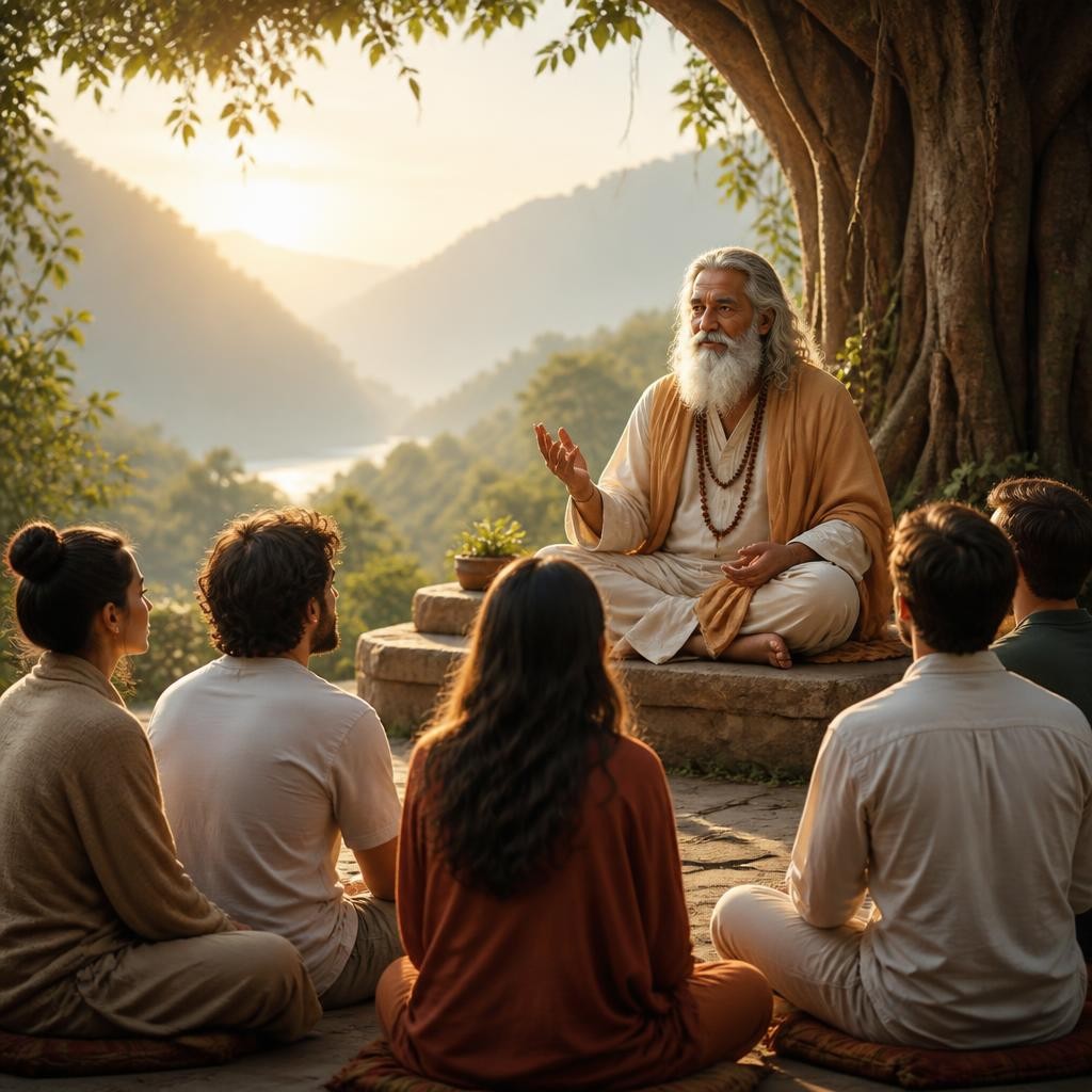 Illustration for the English word “guru”