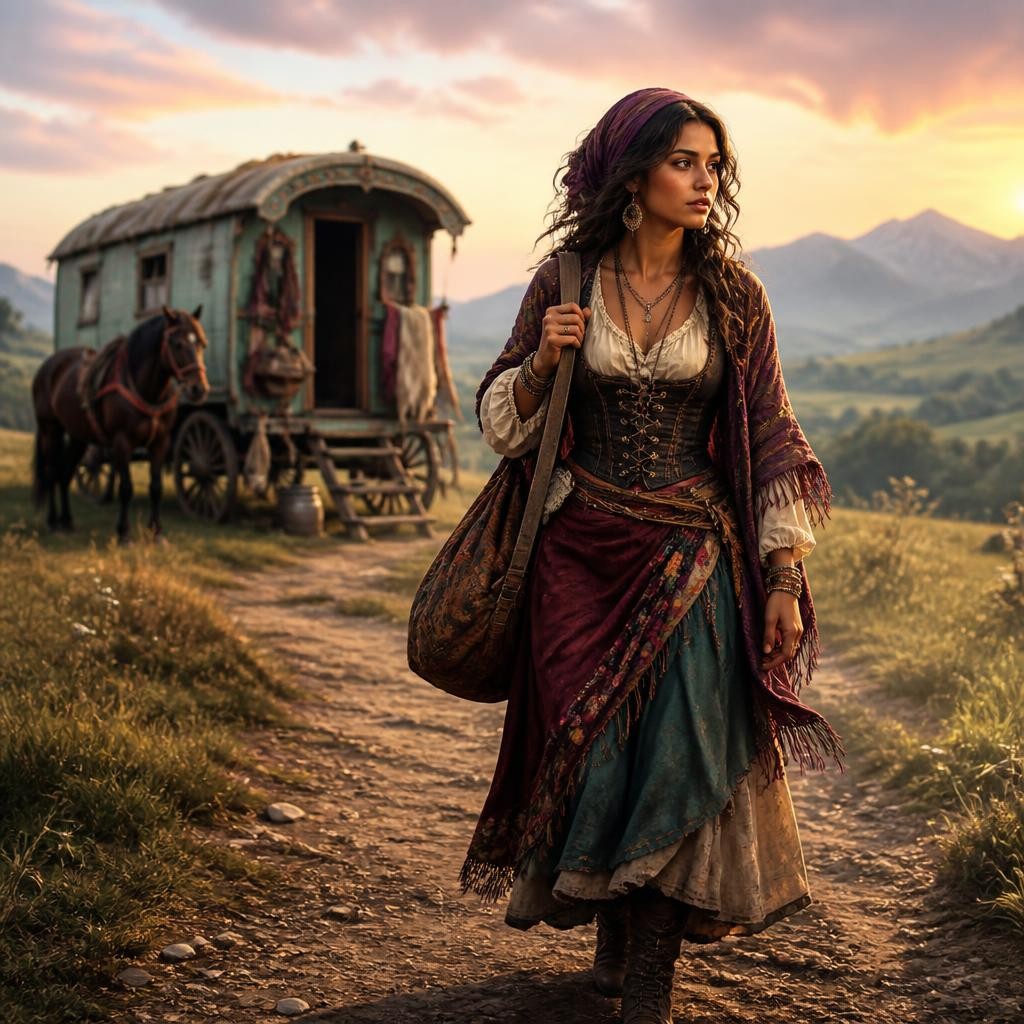 Illustration for the English word “gypsy”