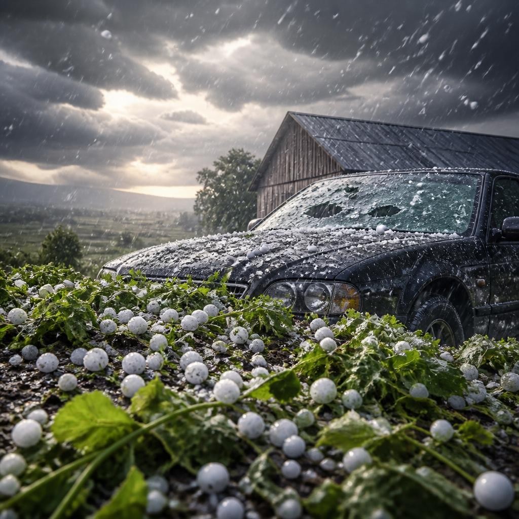 Illustration for the English word “hail”