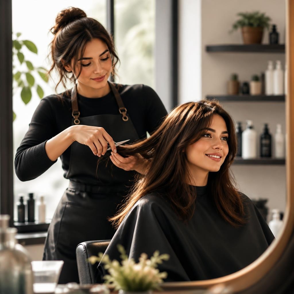 Illustration for the English word “hairdresser”