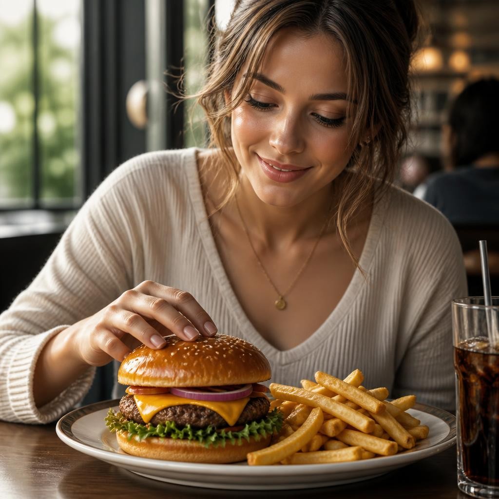 Illustration for the English word “hamburger”