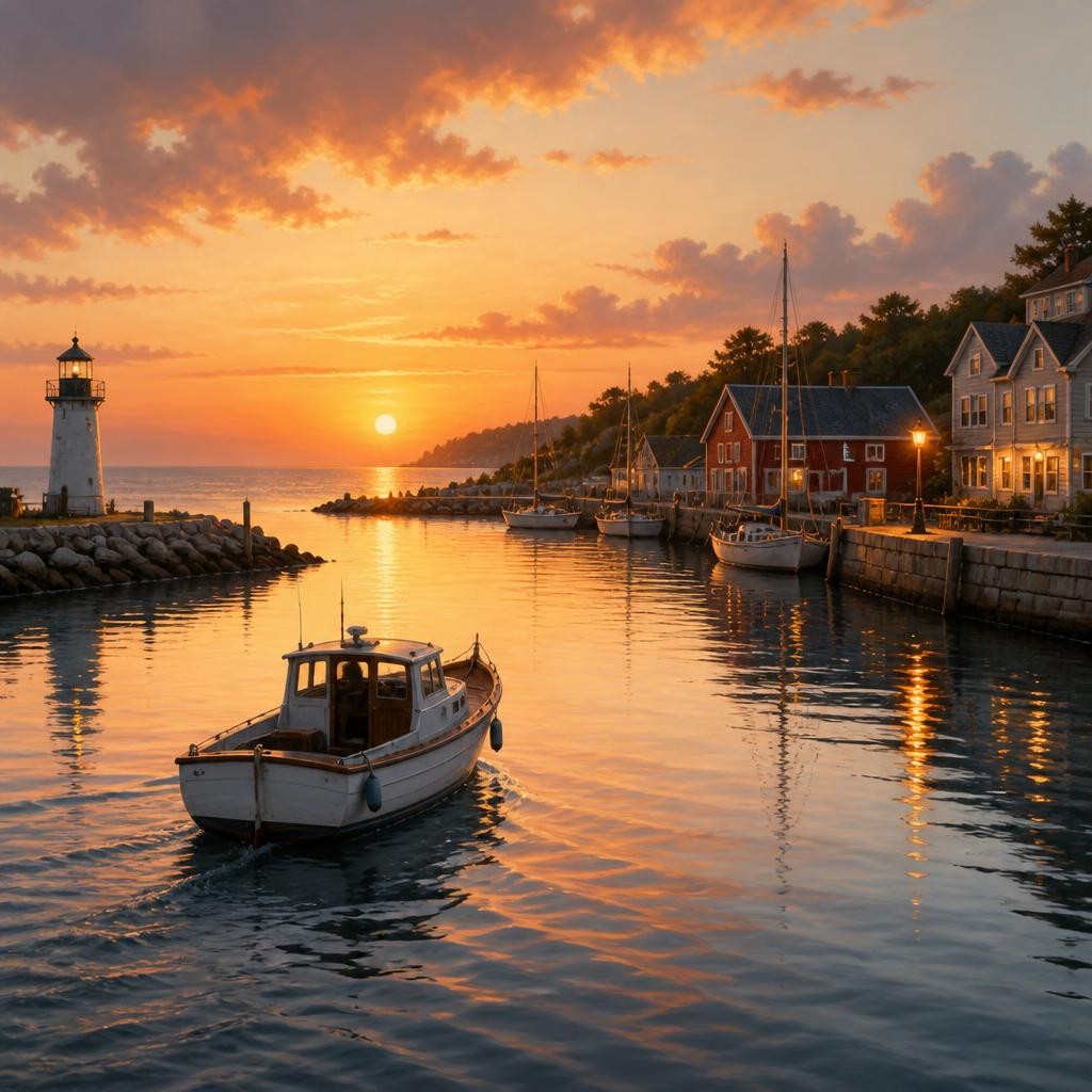 Illustration for the English word “harbor”