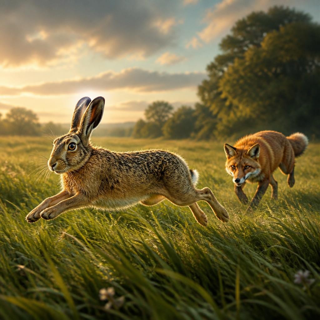 Illustration for the English word “hare”