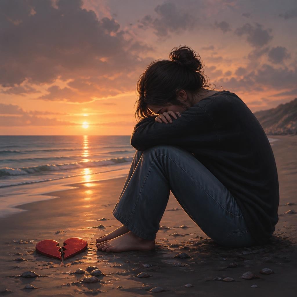 Illustration for the English word “heartbreak”