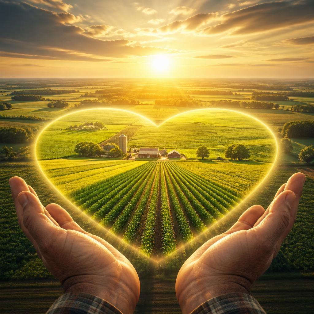 Illustration for the English word “heartland”
