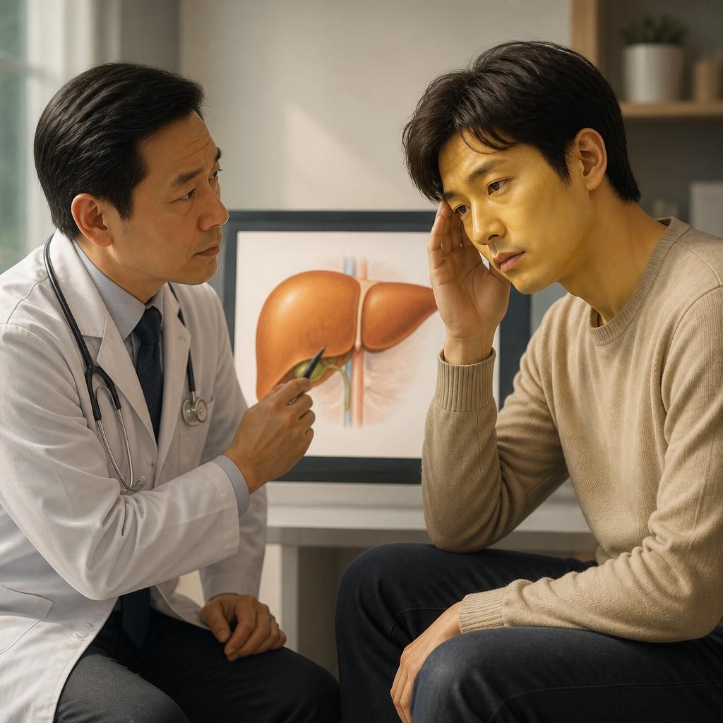 Illustration for the English word “hepatitis”